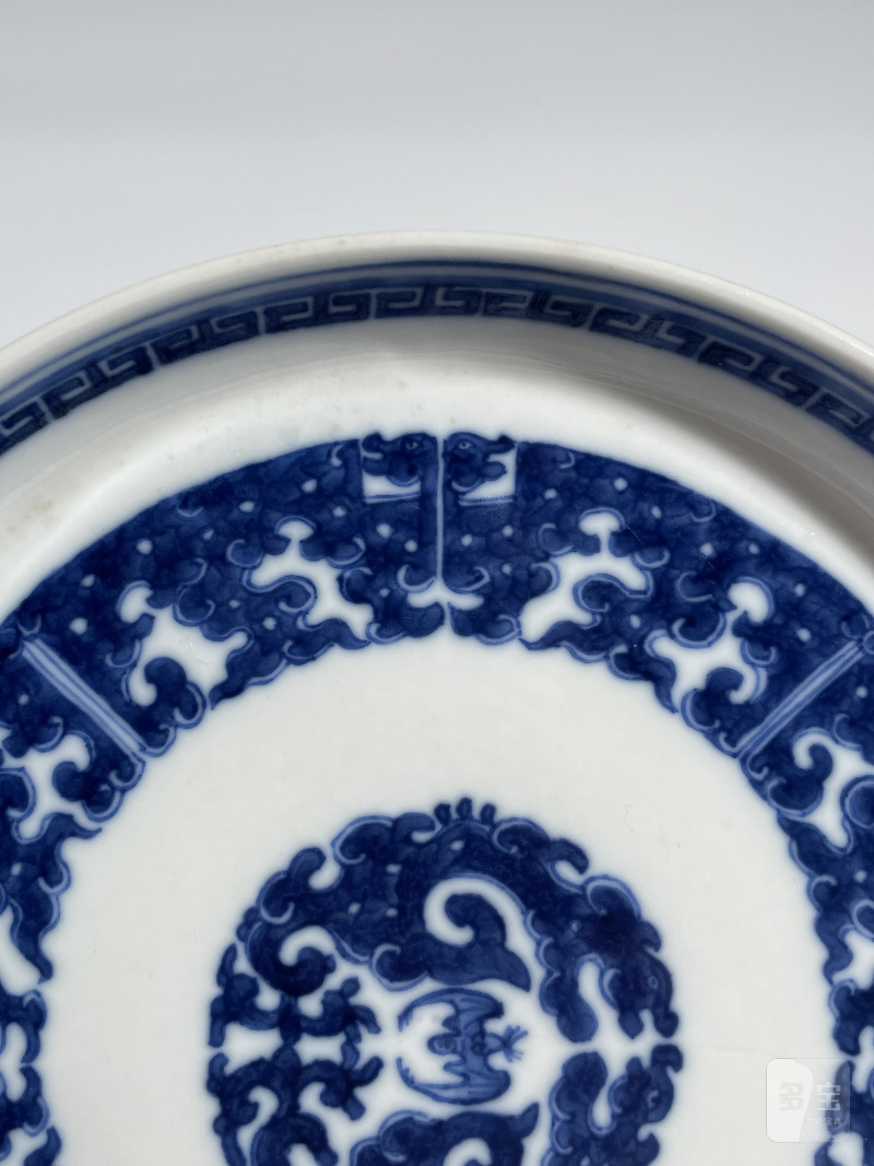 清乾隆 青花福寿夔龙纹镗锣洗 - 图6